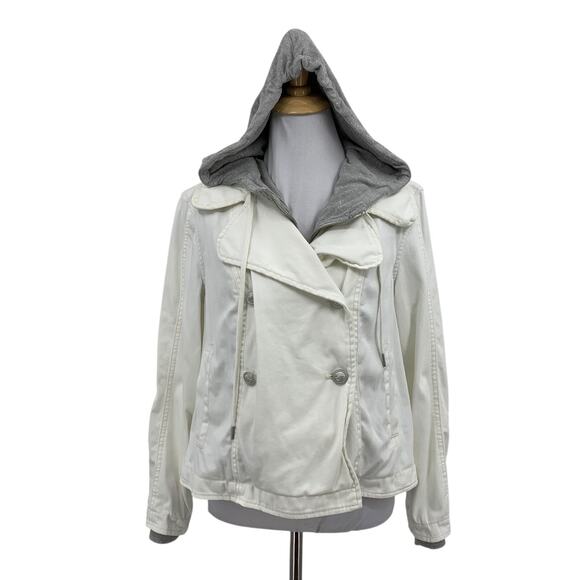 Hei Hei Jacket Womens XSP Petites White Layered Hood Solin Peacoat Anthropologie - Picture 1 of 13